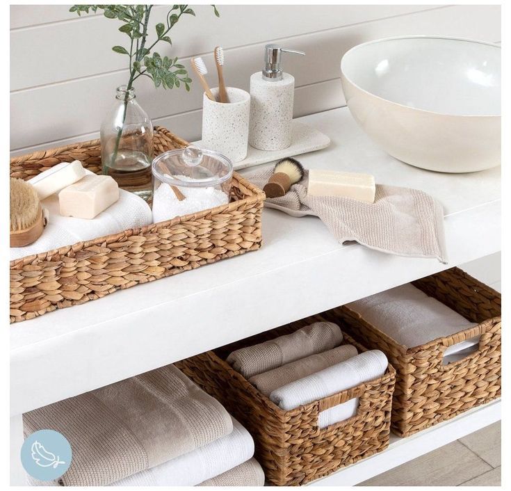 bathroom counter styling and organization idea