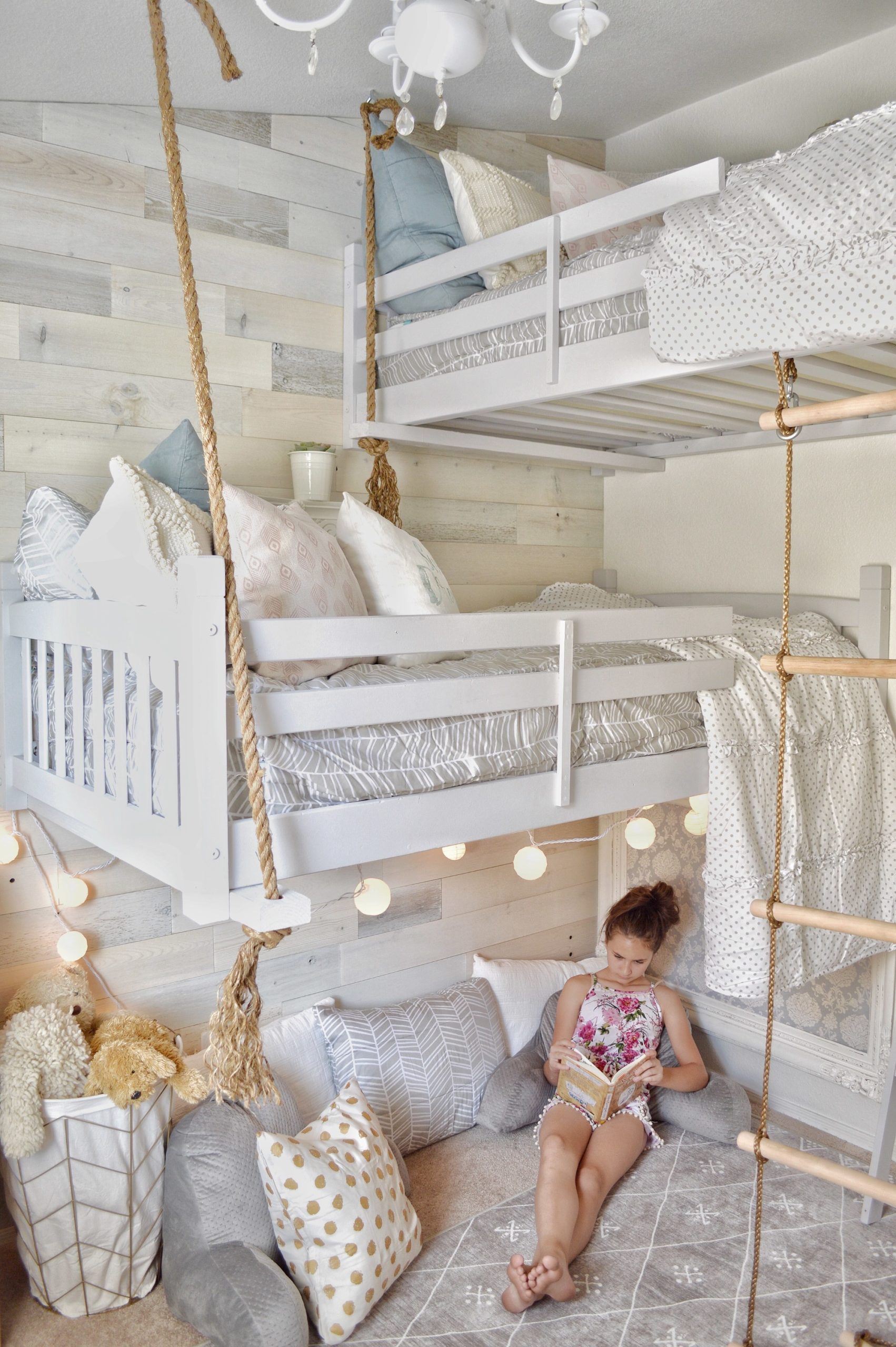 girls room decor with loft bed