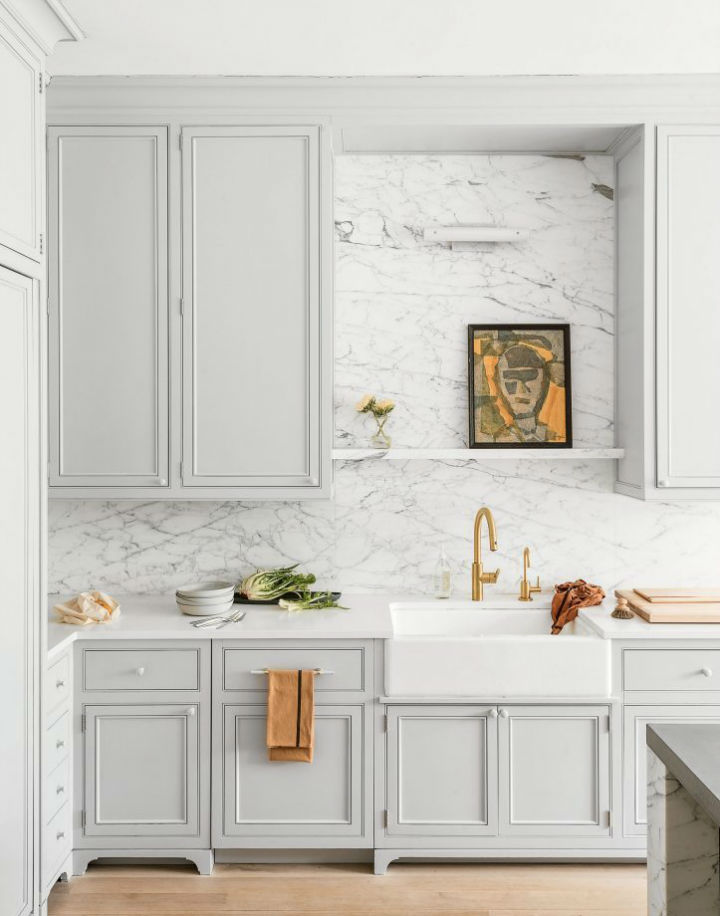 gray and white modern country kitchen